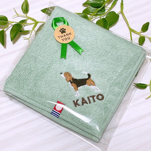 ビーグル犬刺繍今治タオルハンカチ ハンカチ・手ぬぐい Terry