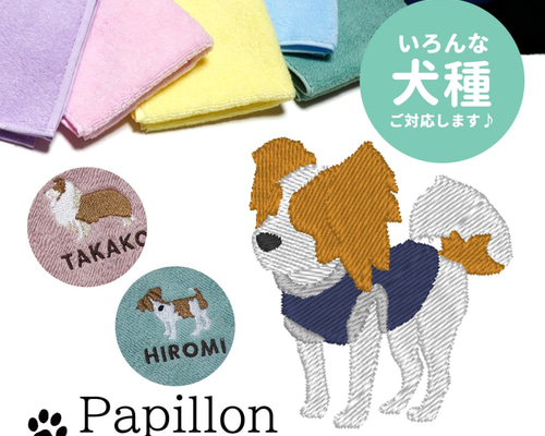 パピヨン刺繍今治タオルハンカチ ハンカチ・手ぬぐい Terry Land 通販