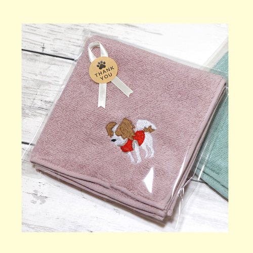 パピヨン刺繍今治タオルハンカチ ハンカチ・手ぬぐい Terry Land