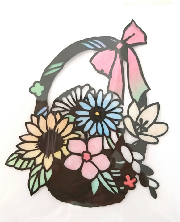 切り絵 ハンドメイド 花籠 切り絵 runa 通販 6675890｜Creema(クリーマ)