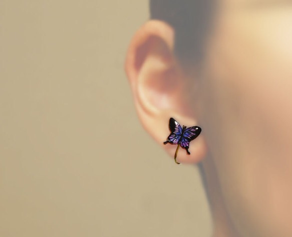 ミニアゲハ蝶のイヤリング 4枚目の画像