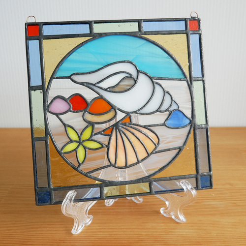 ご予約品] ステンドグラス ミニパネル 貝殻 15cm その他