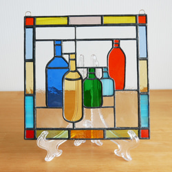 ステンドグラス ミニパネル ボトル 15cm 2枚目の画像