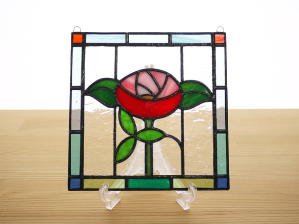 ステンドグラス ミニパネル 薔薇ローズ 15cm | iichi 日々の