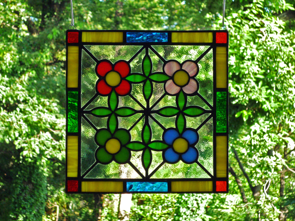 ステンドグラス ミニパネル 花壇 15cm 4枚目の画像