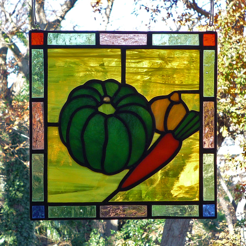 ステンドグラスパネル　菜の花と少女 ステンドグラスパネル 菜の花と少女 花のパネル ステンドグラス