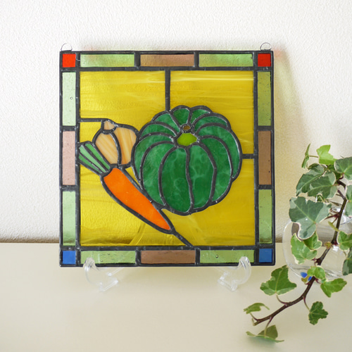 ステンドグラス ミニパネル 野菜 15cm その他インテリア雑貨 nobuo