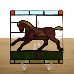 ステンドグラス ミニパネル 馬 15cm 1枚目の画像