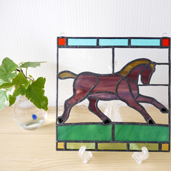 ステンドグラス ミニパネル 馬 15cm 3枚目の画像