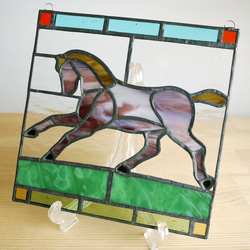 ステンドグラス ミニパネル 馬 15cm 5枚目の画像