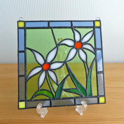 ステンドグラス ミニパネル 野花(白) 15cm 5枚目の画像
