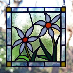 ステンドグラス ミニパネル 野花(白) 15cm 6枚目の画像