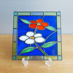 ステンドグラス ミニパネル 小さな花 15cm 3枚目の画像