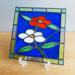 ステンドグラス ミニパネル 小さな花 15cm 4枚目の画像