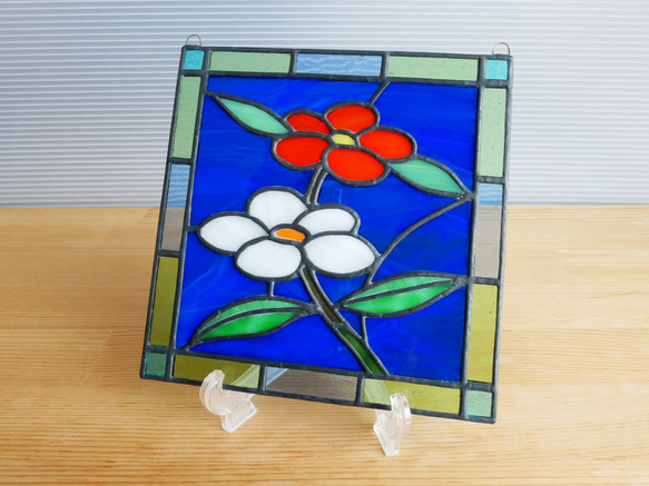 ステンドグラス ミニパネル 小さな花 15cm 4枚目の画像
