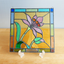 ステンドグラス ミニパネル 野花 15cm 2枚目の画像