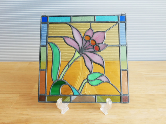 ステンドグラス ミニパネル 野花 15cm 4枚目の画像