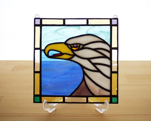 アンティーク】希少 ステンドグラスライト & ランプベース イーグル 鷲