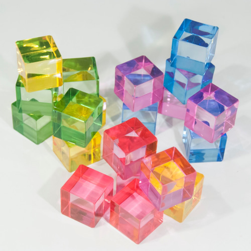 キューブ 【飾って遊べる】クリスタルアクリルキューブ 5色×4セット