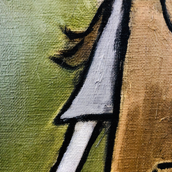 75 ☆SALE Untitled ( lonely boy on  dark green background ) 5枚目の画像