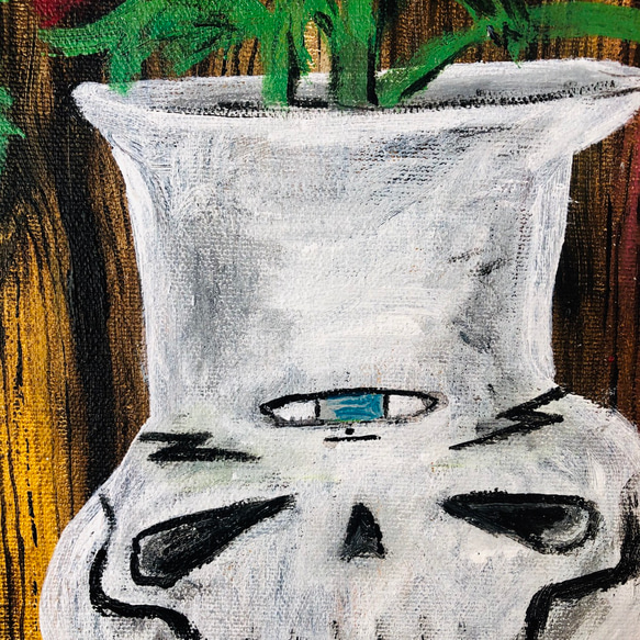 86Untitled(double skull vase with flowers on wood background 5枚目の画像