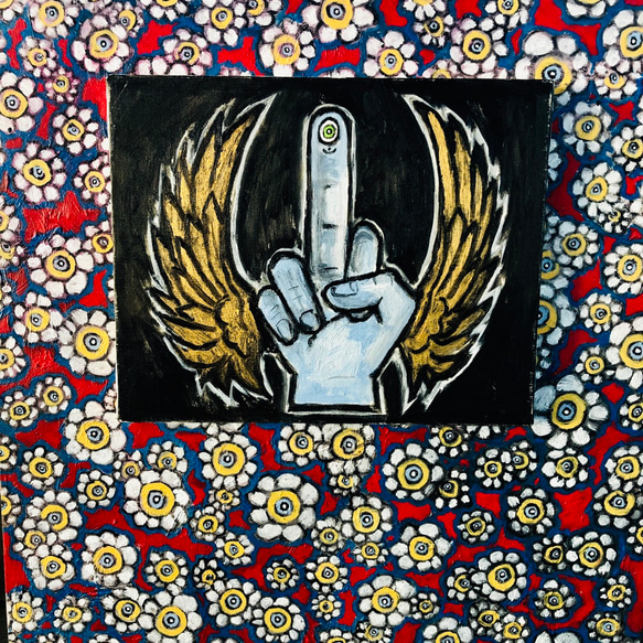 105 ☆SALE Untitled (middle finger with wings on flowers ) 3枚目の画像