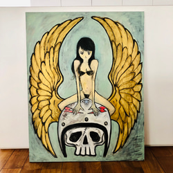188 ☆SALE Untitled ( woman on the skull with wings/ Leda ) 1枚目の画像