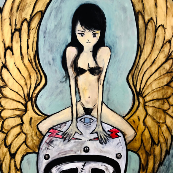 188 ☆SALE Untitled ( woman on the skull with wings/ Leda ) 3枚目の画像