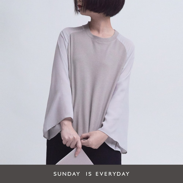 Sunday is Everyday 雪紡荷葉袖針織上衣 第1張的照片