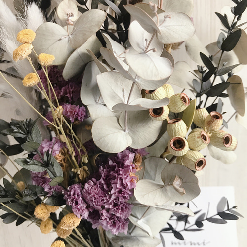 ユーカリ とパープルスターチスのスワッグ ☆約50センチ ドライ