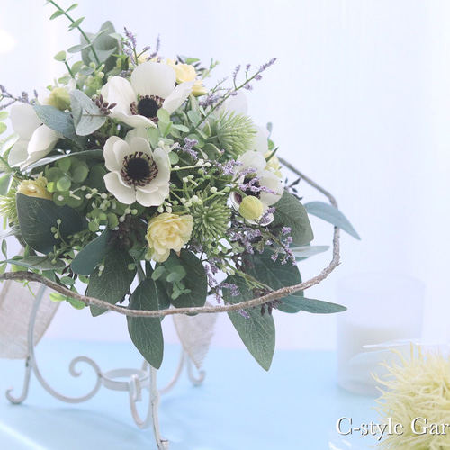 アーティフィシャルフラワーブーケアネモネナチュラル