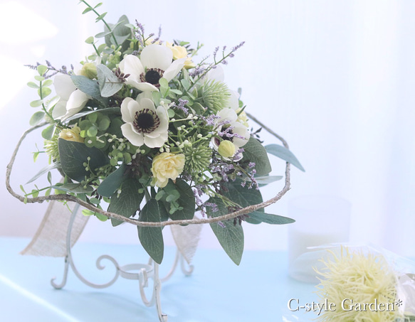 アネモネのナチュラルなミニブーケ／アーティフィシャルフラワーブーケ