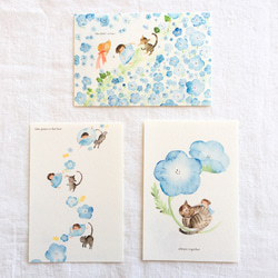 季節の紙ものセット 〈ネモフィラとネコちゃんと〉 3枚目の画像