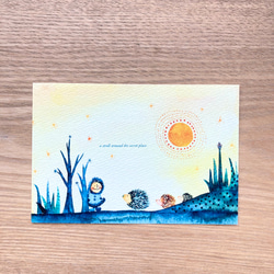 【No.057】冬 ポストカード  3枚セット（ハリネズミ） 1枚目の画像