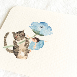 【送料無料】ミニメッセージカード    ネモフィラとネコちゃんと 3枚目の画像