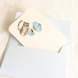 【送料無料】ミニメッセージカード    ネモフィラとネコちゃんと 7枚目の画像
