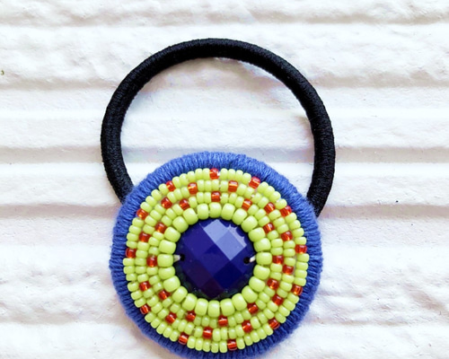 ⚫︎ビーズ刺繍ヘアゴム maru⚫︎ hg200607 ヘアゴム カリンコ 通販