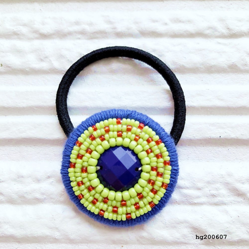 ⚫︎ビーズ刺繍ヘアゴム maru⚫︎ hg200607 ヘアゴム カリンコ 通販