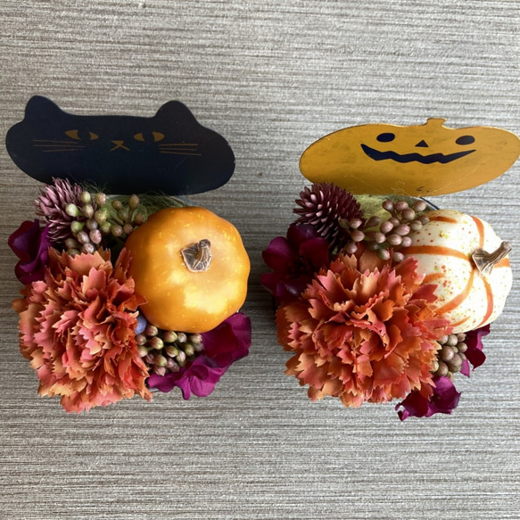 【ハロウィン】ブリキ缶のかぼちゃアレンジ　受注制作 5枚目の画像