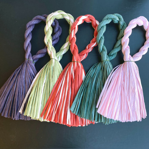 新作【お正月 キット】選べるカラー♪ラフィアのしめ縄リース タッセル