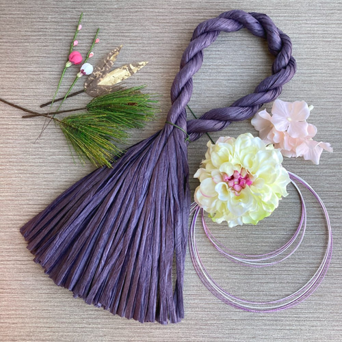 新作【お正月 キット】選べるカラー♪ラフィアのしめ縄リース タッセル