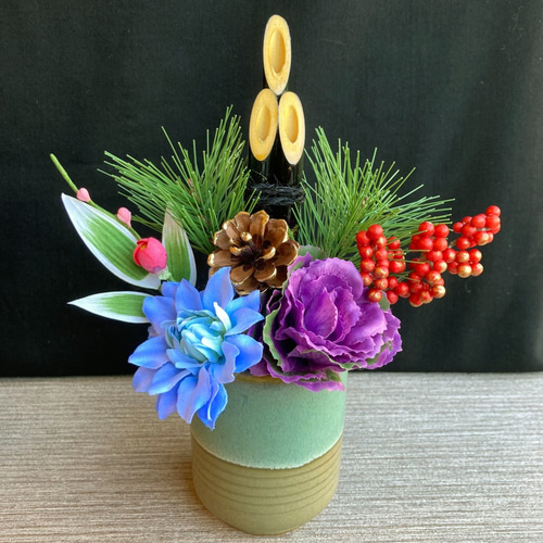 数量限定【大人気】お正月 ミニ門松 ーダリア・受注制作 しめ縄