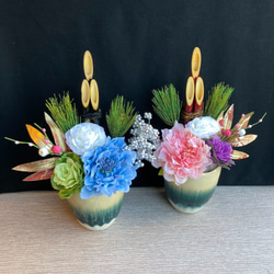 門松 正月アレンジ 新年飾り 小さい門松 正月飾り しめ縄 しめ飾り 造花 鏡餅 正月飾り 門松 ミニサイズで楽しむ お正月 門松飾り 一対 玄関