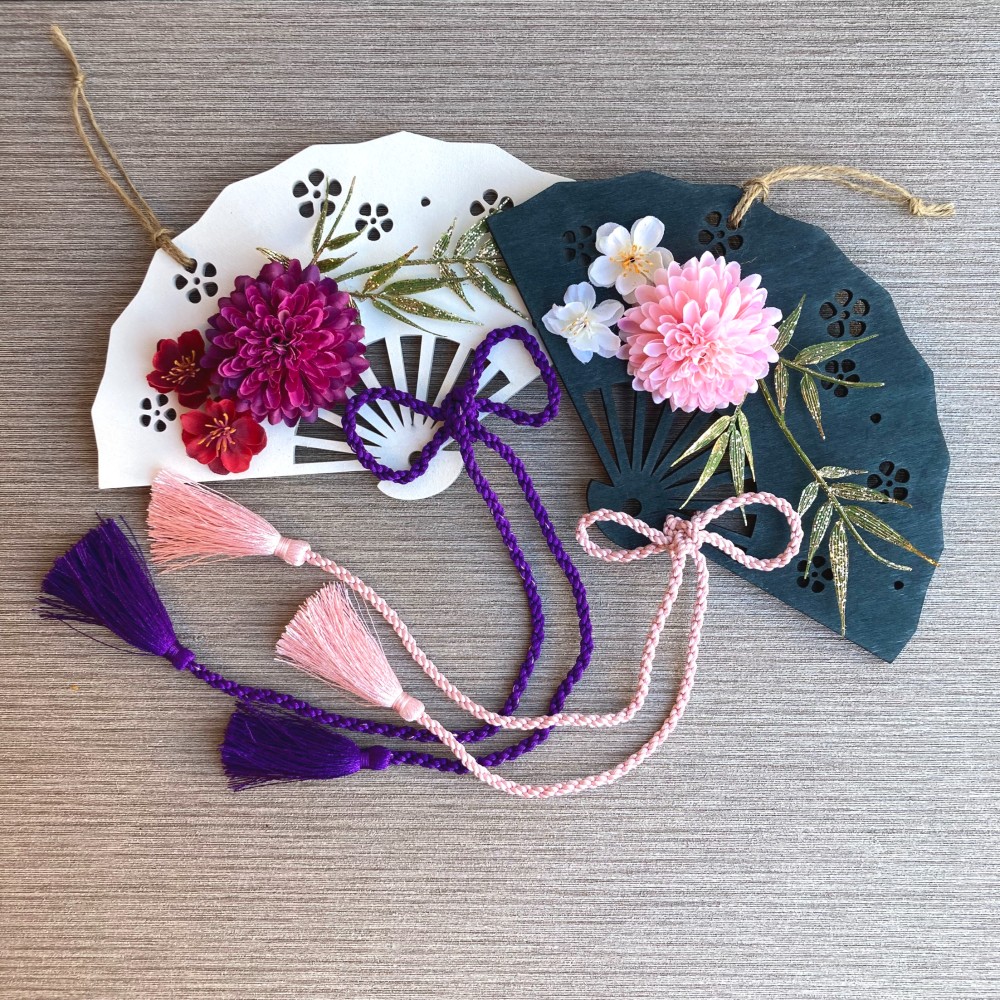 お正月飾り 扇⑦ （紅白水引と扇のお正月飾り「受注制作」 しめ縄  