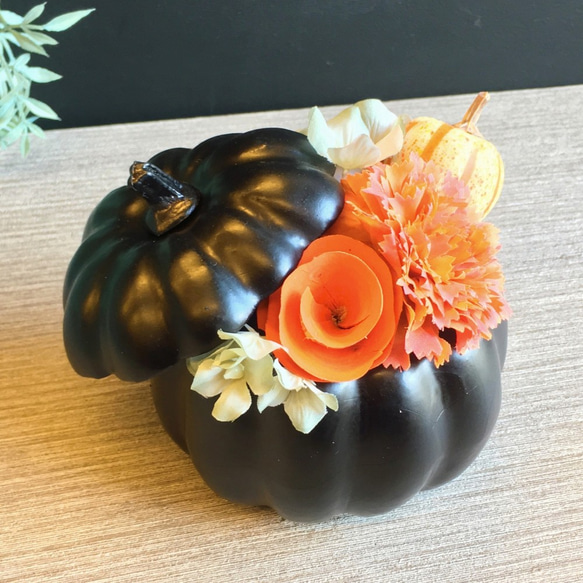 受注制作【大人ハロウィン】black Pumpkin pot 3枚目の画像