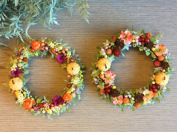 一点物【ハロウィンにも】mini pumpkin Autumn wreath　１８cm 5枚目の画像