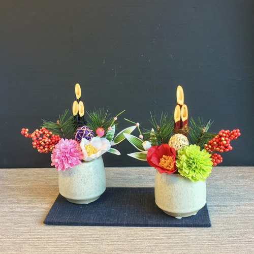 ゆみママ早割セール中❕お正月飾り 陶器鉢門松アレンジオブジェNo30 ゆみママ様専用早割セール中❕お正月飾り 陶器鉢門松アレンジオブジェ