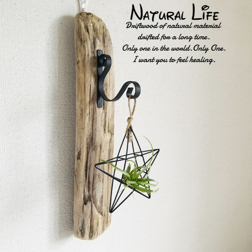 流木のお洒落な壁掛けランタン⁎✧✧壁掛けフック✧ナチュラル