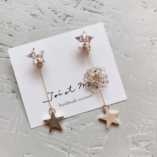 162 イタリア製クロス＆イタリア星型レザー✖︎ステンレス　ピアスorイヤリング 162 イタリア製クロス＆イタリア星型レザー✖︎ステンレス ピアスor