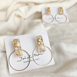四角レジンピアス.イヤリング ピアス（フープ） Toi et Moi 通販